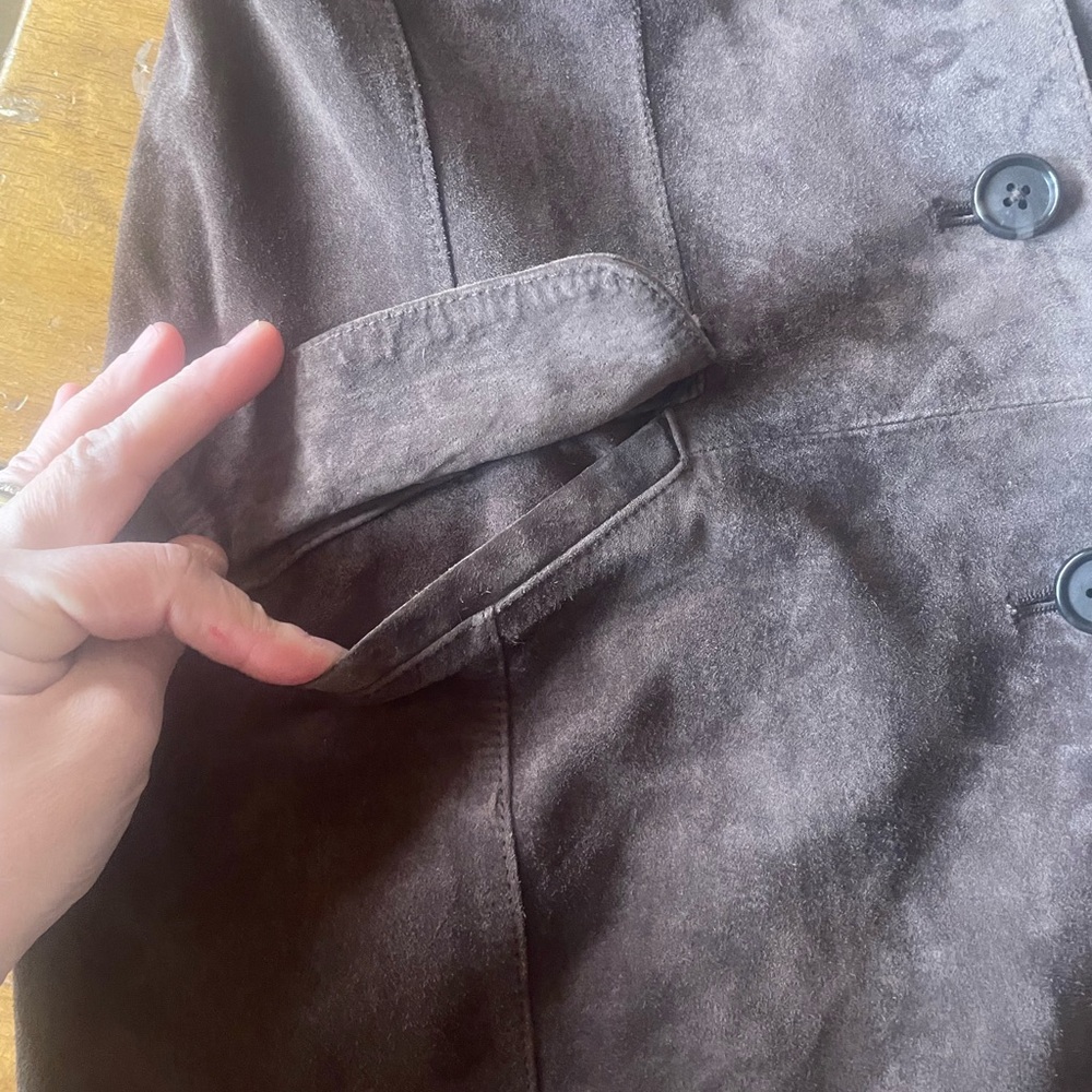 Vintage 90s Y2K Style & Co Long Suede Leather Jacket Coat Size XL Brown - Picture 12 of 12